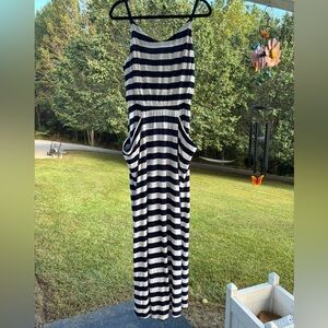 GAP Classic Navy and White Striped Maxi Dress w/ Pockets Sz. M